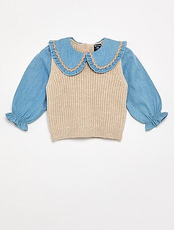 Pull 2 en 1 avec col claudine