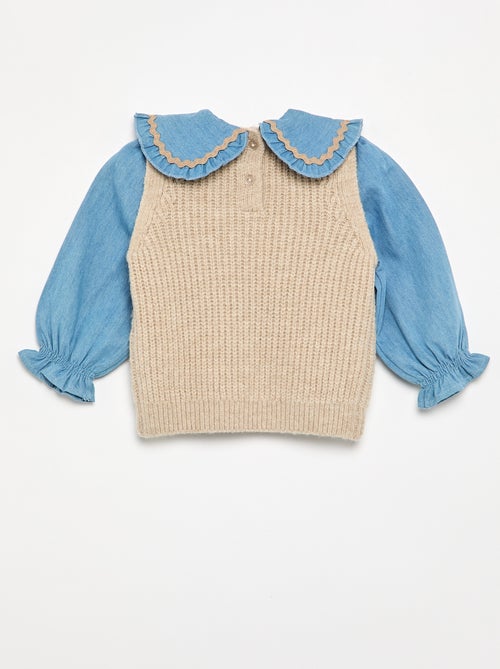 Pull 2 en 1 avec col claudine - Kiabi