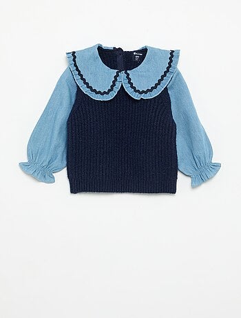 Pull 2 en 1 avec col claudine
