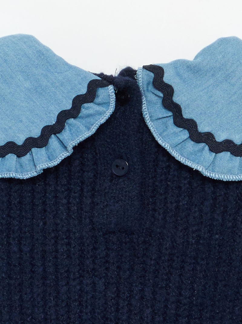 Pull 2 en 1 avec col claudine Bleu - Kiabi