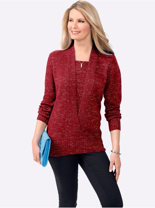 Pull 2-en-1 avec col plongeant en v et empiècement côtelé - Taille standard - Moda Vilona - Kiabi Pull 2-en-1 avec col plongeant en v et empiècement côtelé - Taille standard - Moda Vilona - Kiabi