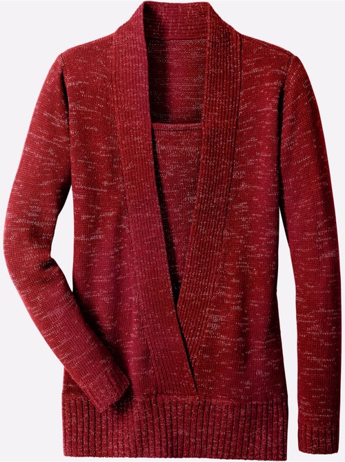 Pull 2-en-1 avec col plongeant en v et empiècement côtelé - Taille standard - Moda Vilona - Kiabi Pull 2-en-1 avec col plongeant en v et empiècement côtelé - Taille standard - Moda Vilona - Kiabi