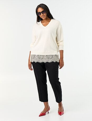 Pull 2-en-1 avec laine mélangée et dentelle