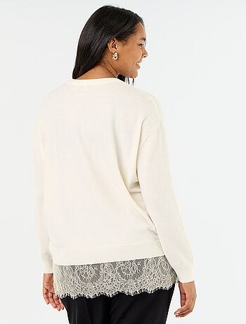 Pull 2-en-1 avec laine mélangée et dentelle