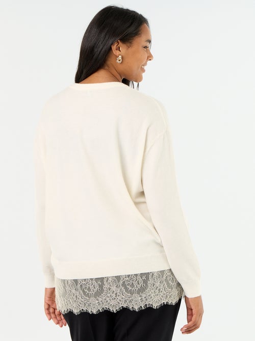Pull 2-en-1 avec laine mélangée et dentelle - Kiabi Pull 2-en-1 avec laine mélangée et dentelle - Kiabi