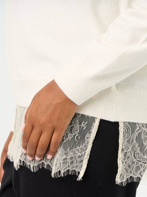 Pull 2-en-1 avec laine mélangée et dentelle - Kiabi Pull 2-en-1 avec laine mélangée et dentelle - Kiabi