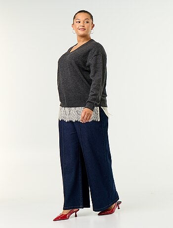 Pull 2-en-1 avec laine mélangée et dentelle