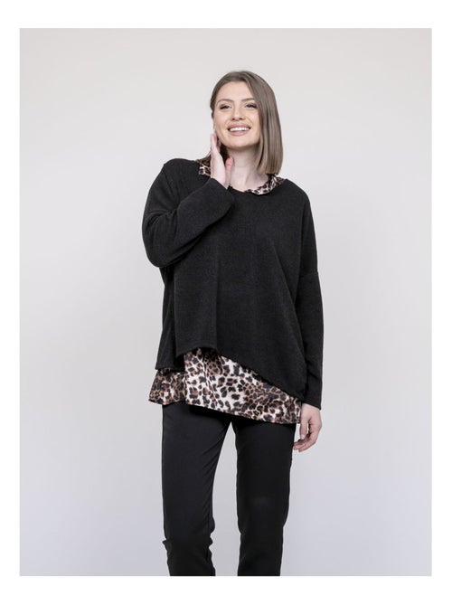 Pull 2 en 1 chemise léopard KUBILA - Kiabi