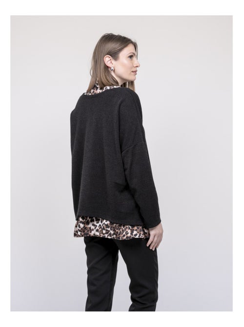 Pull 2 en 1 chemise léopard KUBILA - Kiabi