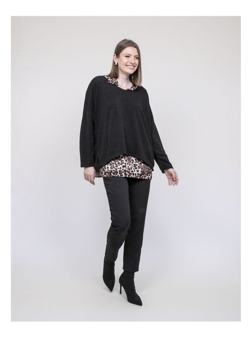 Pull 2 en 1 chemise léopard KUBILA - Kiabi