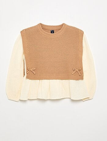 Pull 2 en 1 effet blouse