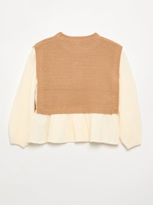 Pull 2 en 1 effet blouse - Kiabi Pull 2 en 1 effet blouse - Kiabi