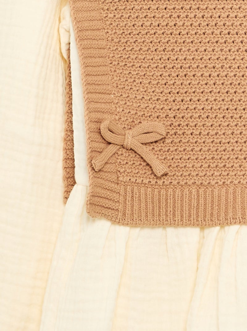 Pull 2 en 1 effet blouse Beige - Kiabi
