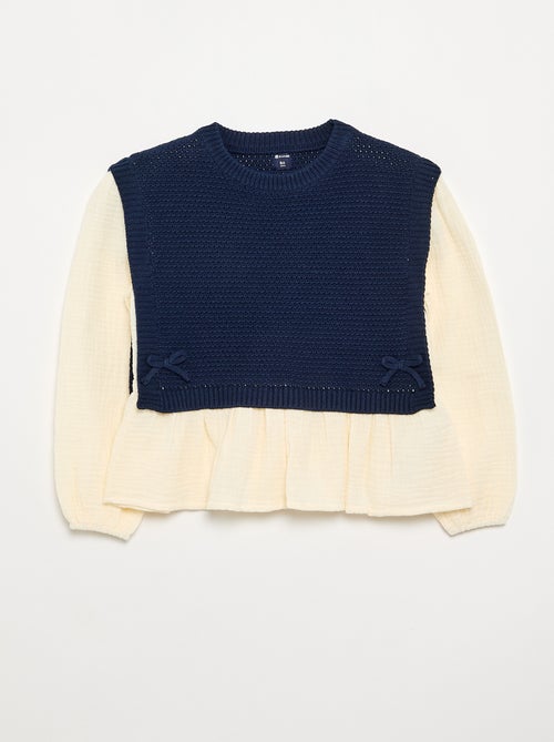 Pull 2 en 1 effet blouse - Kiabi Pull 2 en 1 effet blouse - Kiabi