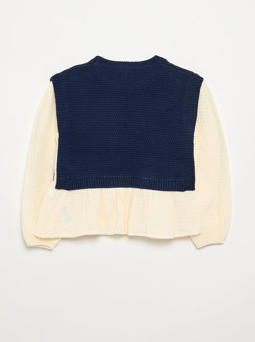Pull 2 en 1 effet blouse - Kiabi Pull 2 en 1 effet blouse - Kiabi