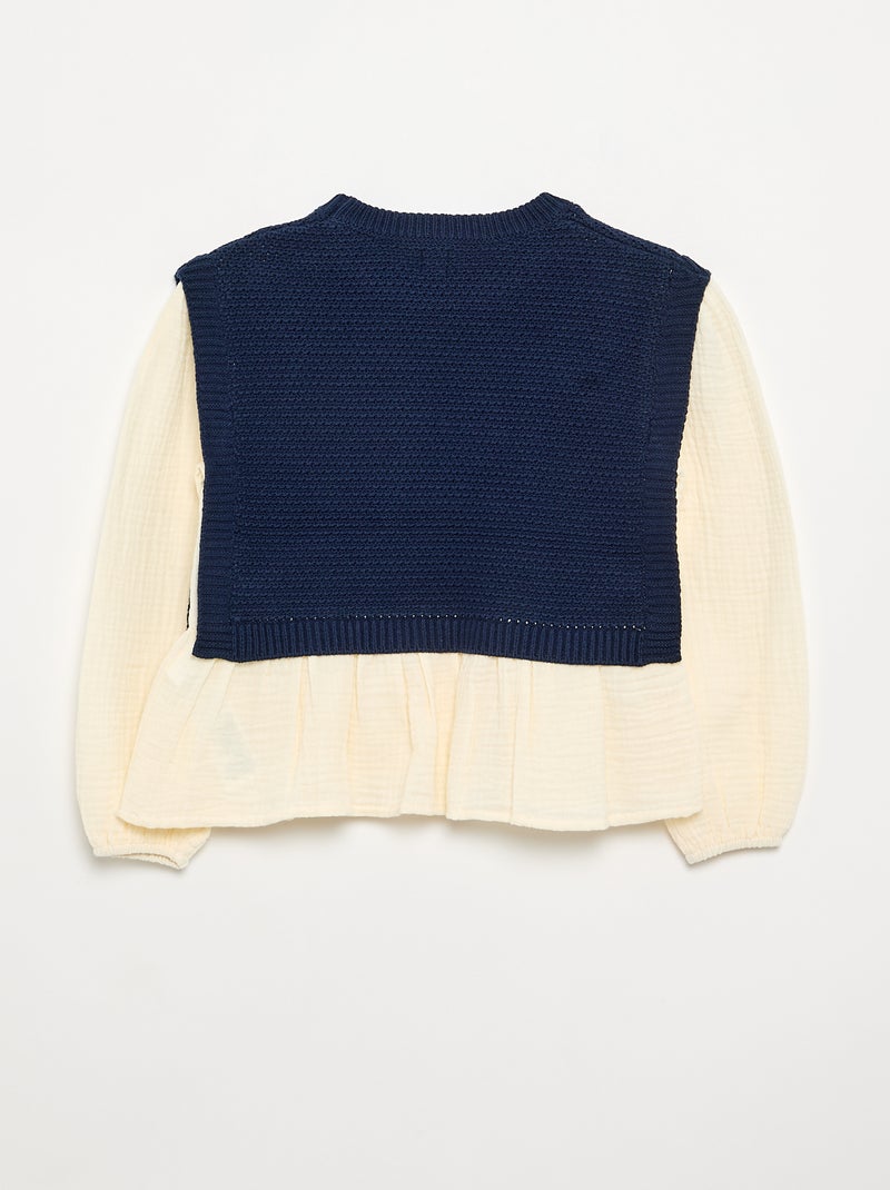 Pull 2 en 1 effet blouse Bleu - Kiabi