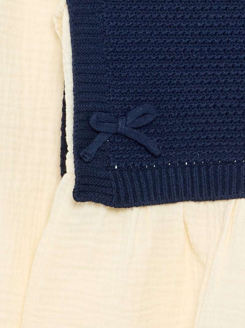 Pull 2 en 1 effet blouse Bleu - Kiabi