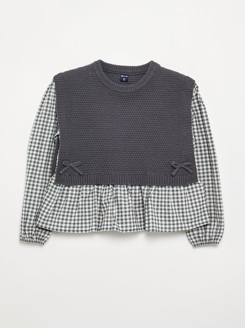 Pull 2 en 1 effet blouse - Kiabi Pull 2 en 1 effet blouse - Kiabi