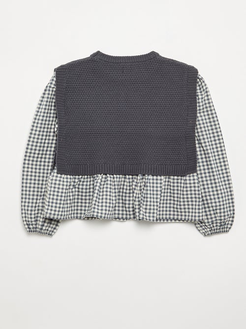 Pull 2 en 1 effet blouse - Kiabi Pull 2 en 1 effet blouse - Kiabi