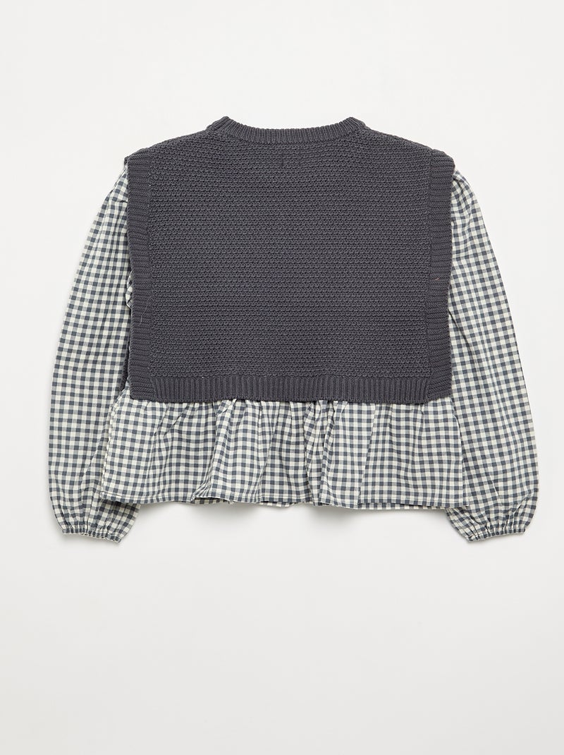 Pull 2 en 1 effet blouse Gris - Kiabi