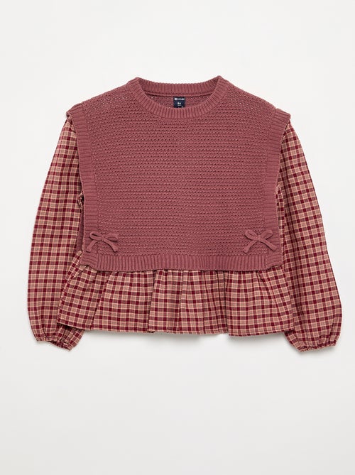 Pull 2 en 1 effet blouse - Kiabi Pull 2 en 1 effet blouse - Kiabi