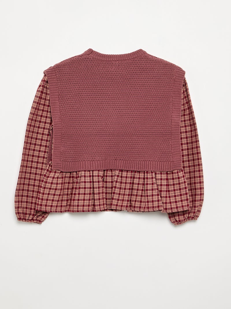 Pull 2 en 1 effet blouse Rouge - Kiabi