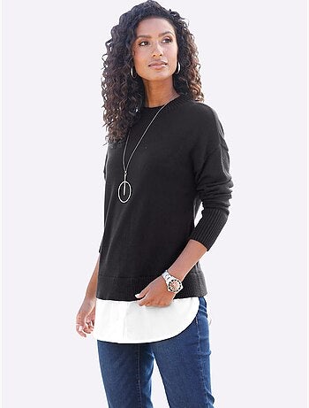 Pull 2 En 1 Empiècement Chemisier à L'ourlet - Taille Standard - Helline