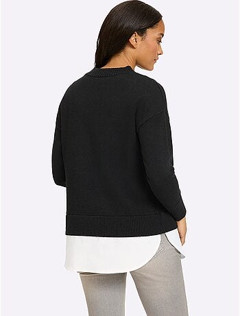 Pull 2 En 1 Empiècement Chemisier à L'ourlet - Taille Standard - Helline
