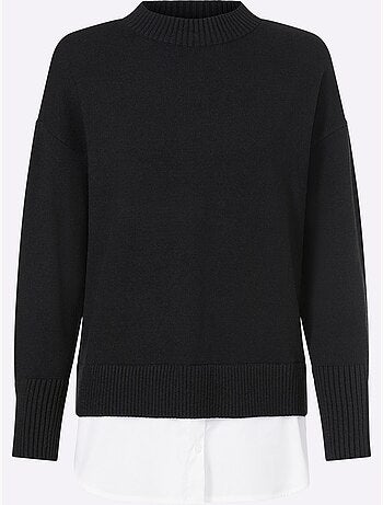 Pull 2 En 1 Empiècement Chemisier à L'ourlet - Taille Standard - Helline