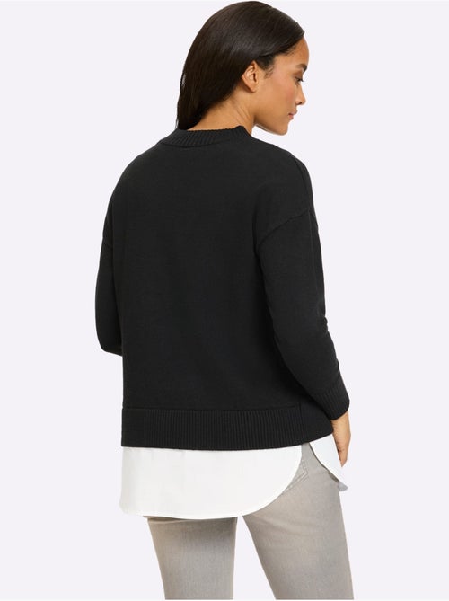 Pull 2 En 1 Empiècement Chemisier à L'ourlet - Taille Standard - Helline - Kiabi