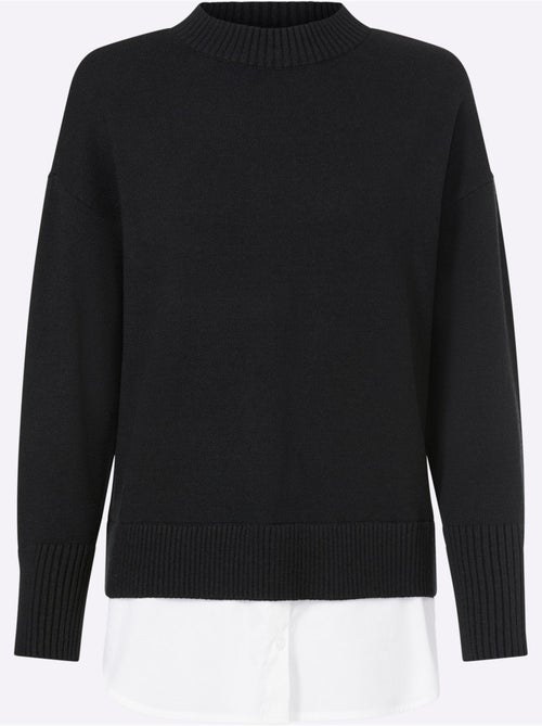 Pull 2 En 1 Empiècement Chemisier à L'ourlet - Taille Standard - Helline - Kiabi
