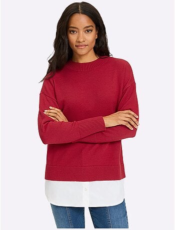 Pull 2 En 1 Empiècement Chemisier à L'ourlet - Taille Standard - Helline