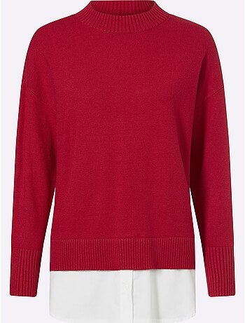 Pull 2 En 1 Empiècement Chemisier à L'ourlet - Taille Standard - Helline