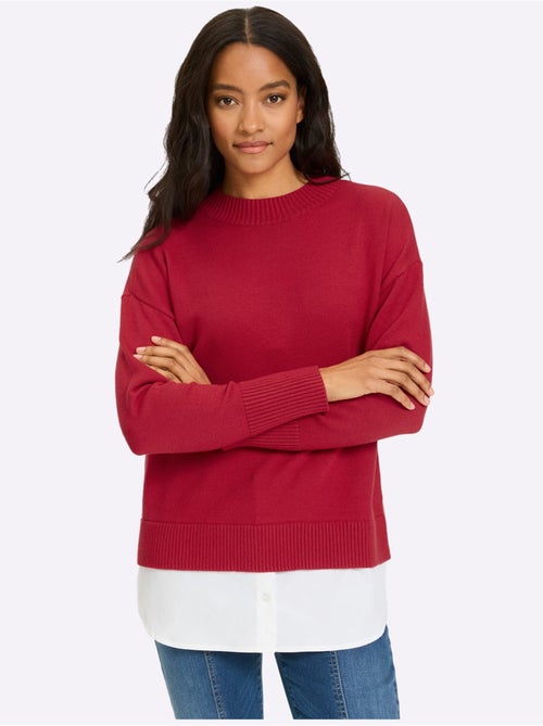 Pull 2 En 1 Empiècement Chemisier à L'ourlet - Taille Standard - Helline - Kiabi