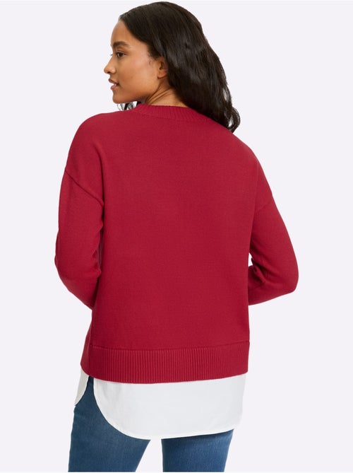 Pull 2 En 1 Empiècement Chemisier à L'ourlet - Taille Standard - Helline - Kiabi
