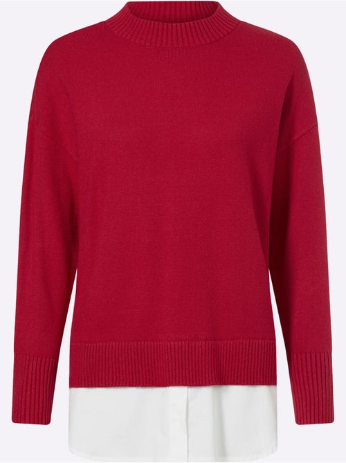 Pull 2 En 1 Empiècement Chemisier à L'ourlet - Taille Standard - Helline - Kiabi