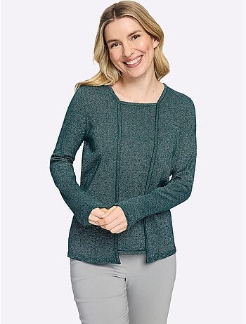Pull 2 En 1 Fil Argenté Brillant Couleur Argenté - Taille Standard - Moda Vilona