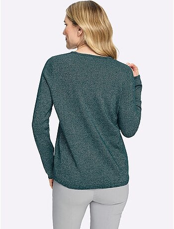Pull 2 En 1 Fil Argenté Brillant Couleur Argenté - Taille Standard - Moda Vilona