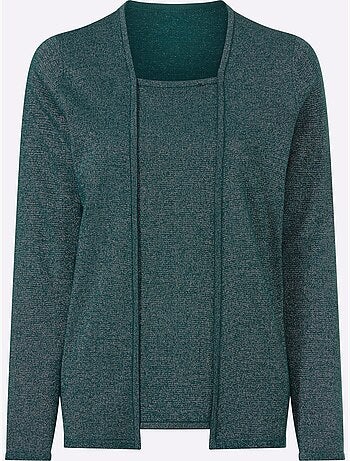 Pull 2 En 1 Fil Argenté Brillant Couleur Argenté - Taille Standard - Moda Vilona