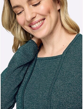 Pull 2 En 1 Fil Argenté Brillant Couleur Argenté - Taille Standard - Moda Vilona