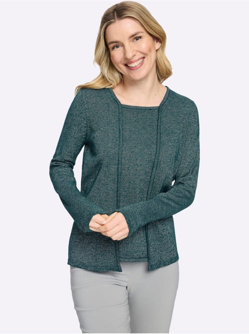 Pull 2 En 1 Fil Argenté Brillant Couleur Argenté - Taille Standard - Moda Vilona - Kiabi