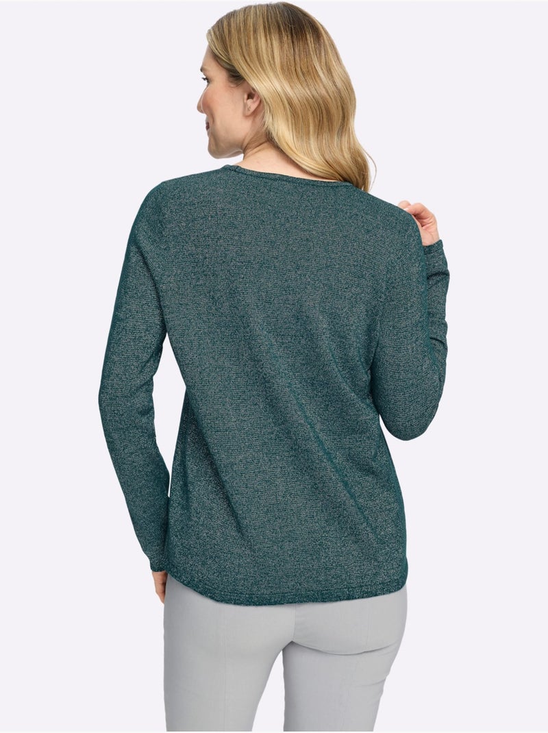 Pull 2 En 1 Fil Argenté Brillant Couleur Argenté - Taille Standard - Moda Vilona Bleu Gris - Kiabi