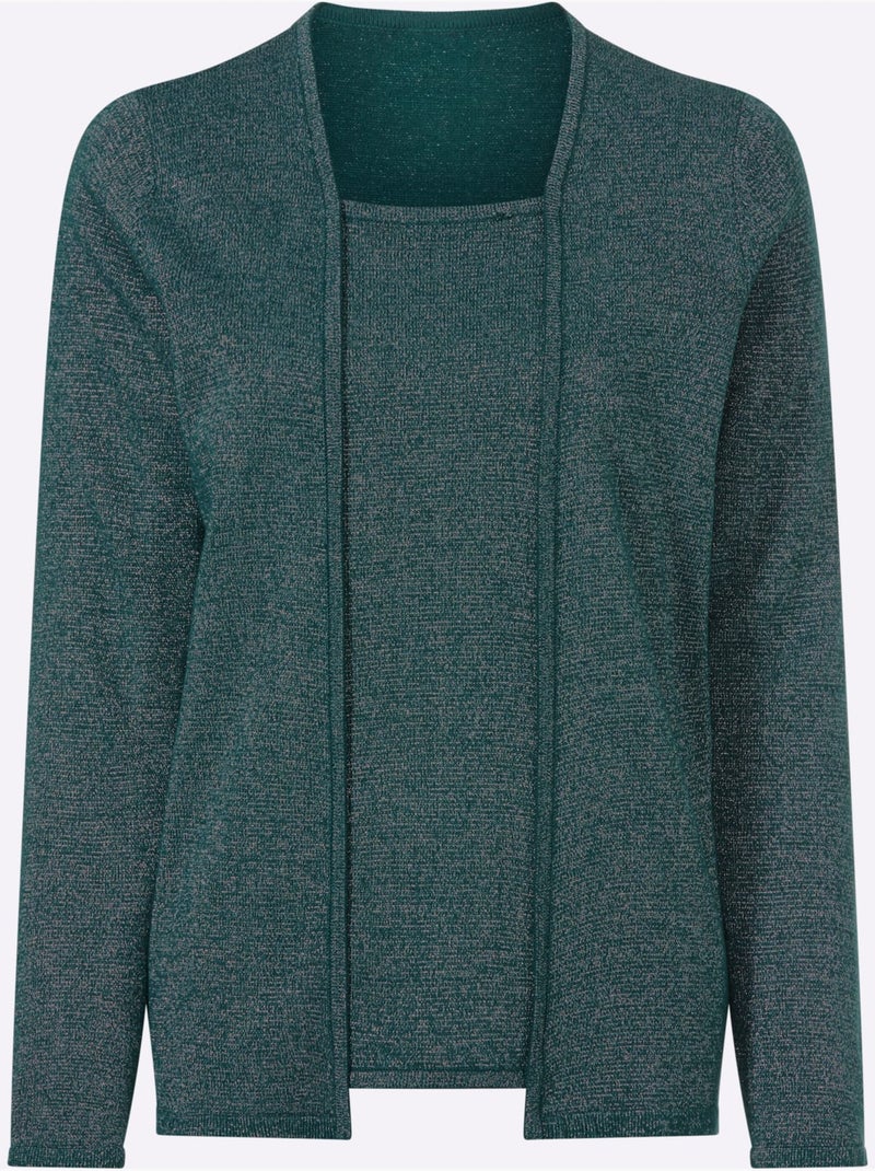 Pull 2 En 1 Fil Argenté Brillant Couleur Argenté - Taille Standard - Moda Vilona Bleu Gris - Kiabi