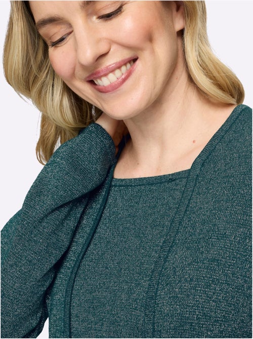 Pull 2 En 1 Fil Argenté Brillant Couleur Argenté - Taille Standard - Moda Vilona - Kiabi