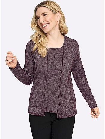 Pull 2 En 1 Fil Argenté Brillant Couleur Argenté - Taille Standard - Moda Vilona