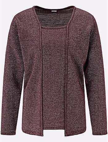 Pull 2 En 1 Fil Argenté Brillant Couleur Argenté - Taille Standard - Moda Vilona