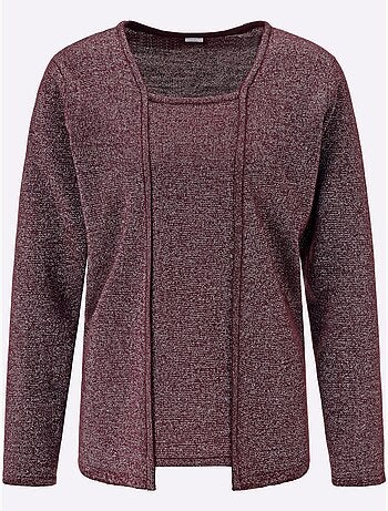 Pull 2 En 1 Fil Argenté Brillant Couleur Argenté - Taille Standard - Moda Vilona