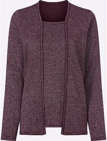 Pull 2 En 1 Fil Argenté Brillant Couleur Argenté - Taille Standard - Moda Vilona
