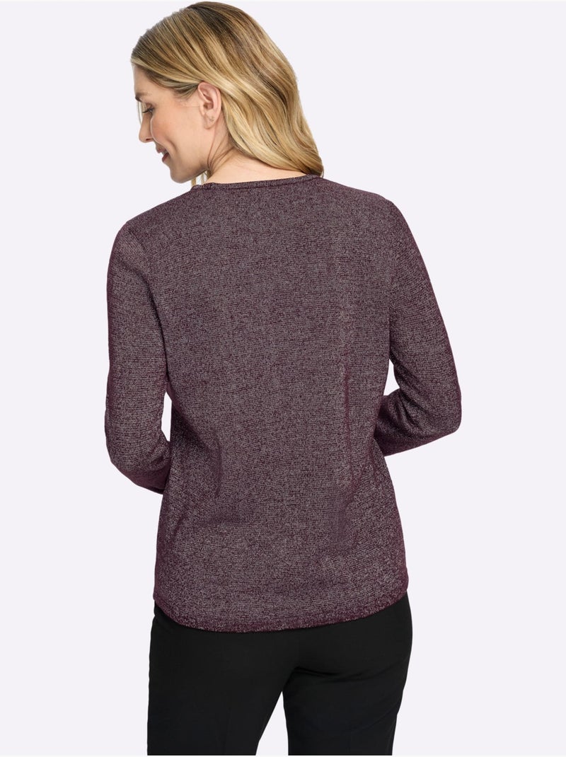 Pull 2 En 1 Fil Argenté Brillant Couleur Argenté - Taille Standard - Moda Vilona Bordeaux - Kiabi
