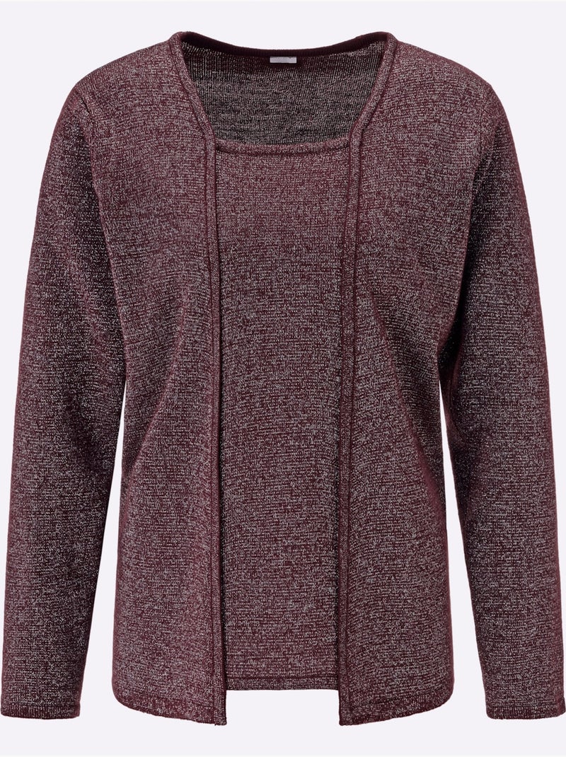Pull 2 En 1 Fil Argenté Brillant Couleur Argenté - Taille Standard - Moda Vilona Bordeaux - Kiabi